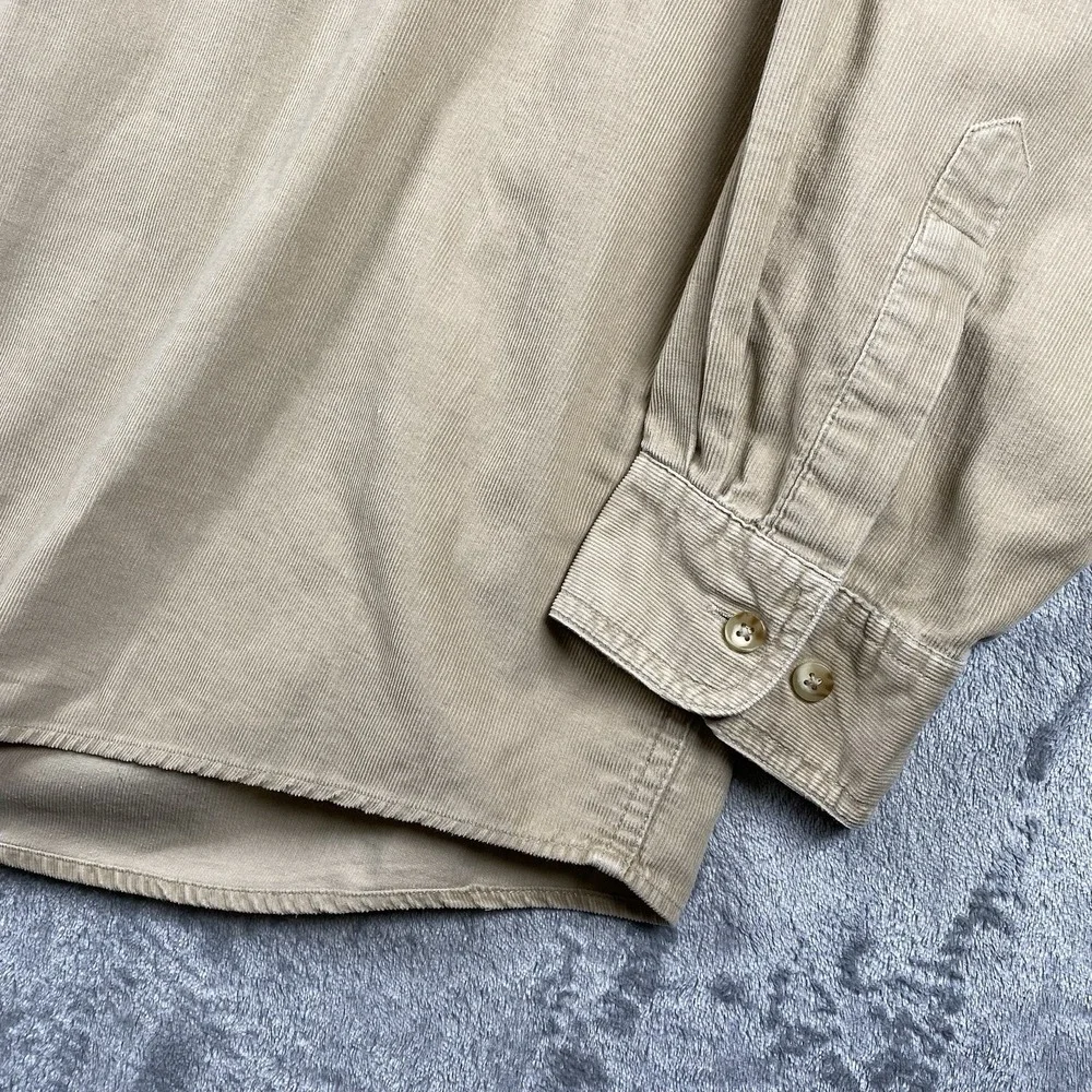 LL Bean Shirt Mens Size XXL Tall‎ Beige Long Sleeve Corduroy Button Down 0YQ71 - Picture 2 of 13